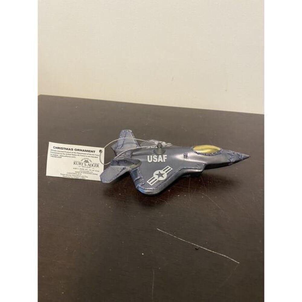 Kurt Adler USAF Fighter Jet Christmas Ornament Blown Glass NWT US Air Force